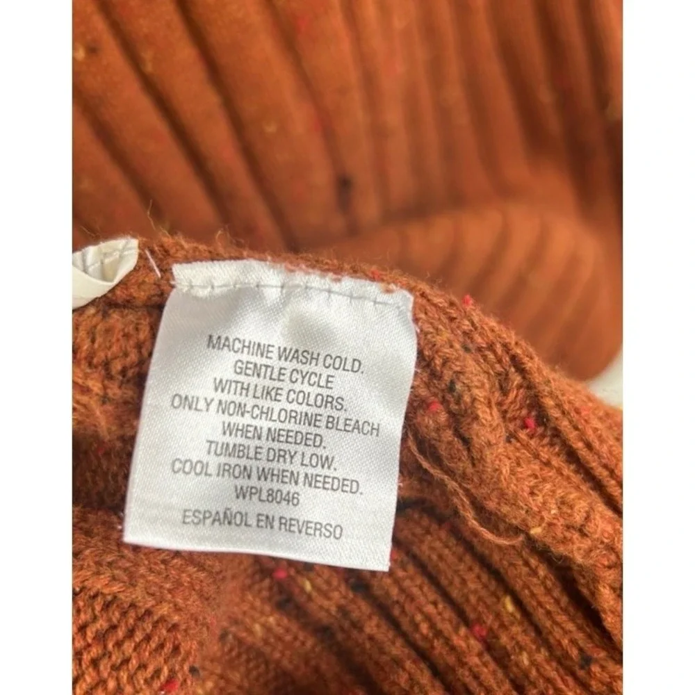Tasso Elba Sweater Men's Size XXL Orange 100% Cotton Cable‎ Knit Button Neck